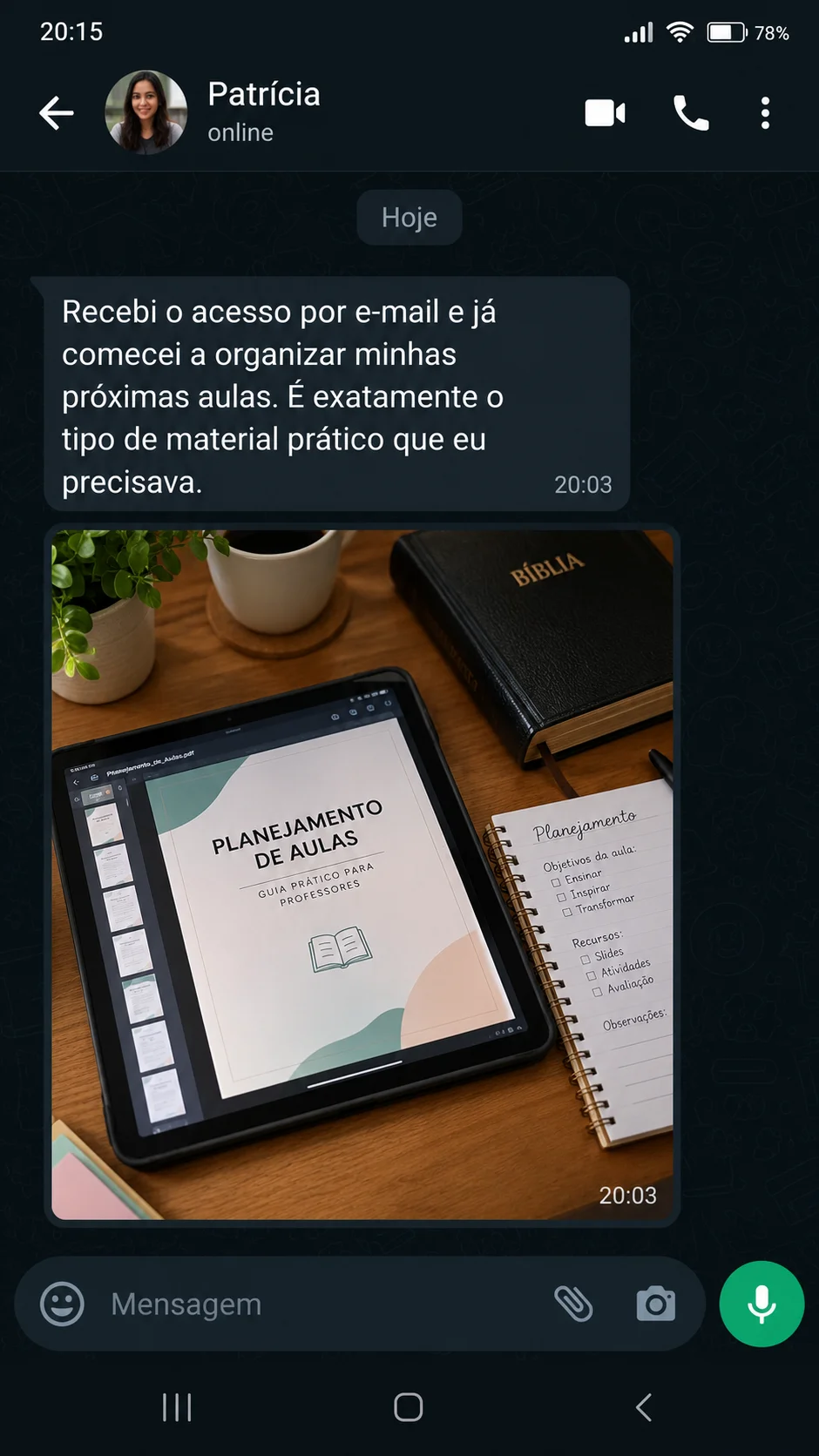 Depoimento de uma professora